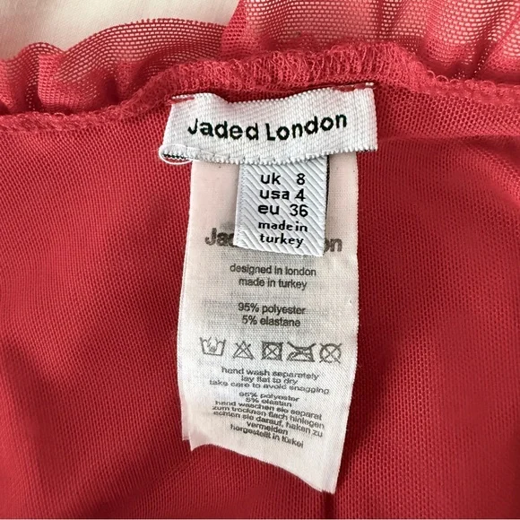 Jaded London Short Red Ruched Dress, size 4 - Picture 8 of 8